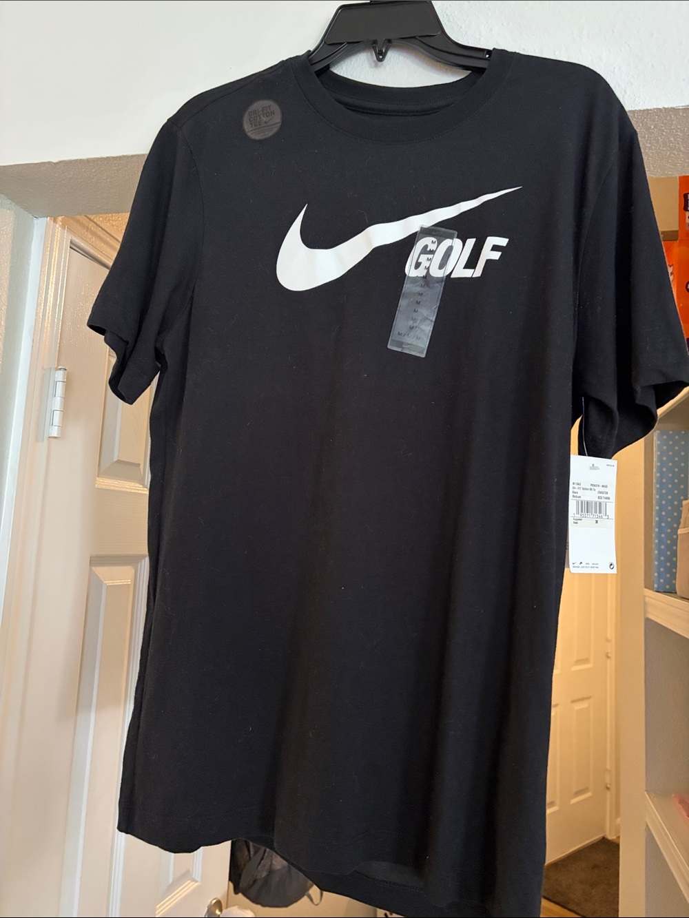 Nike Black Short-Sleeve Golf Logo Tee with White Swoosh